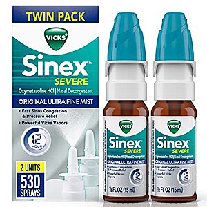 2-Pack Vicks Sinex SEVERE Nasal Spray (265 Sprays) $5 