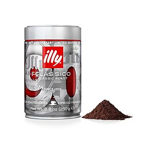 Illy Classico Espresso Ground Coffee, Medium Roast, 90th Anniversay Edition, 8.8 Ounce Can