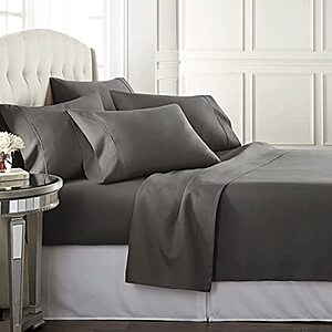 6-Piece Danjor Linens Bed Sheet Set (Queen, Gray) (Lightning Deal)
