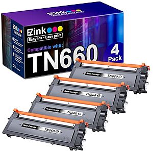 4-Pack E-Z Ink Compatible Brother TN630 TN660 Toner Cartridges (black)