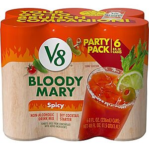6-Pack 8-oz V8 Bloody Mary Spicy Cocktail Starter & More