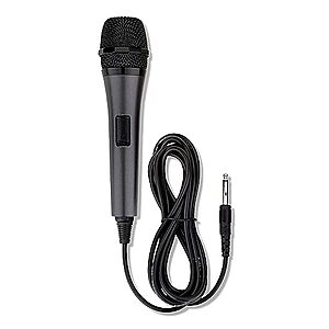 The Singing Machine Microphone w/ 10.5' Cord & 6.3mm Plug & 3.5mm Adapter