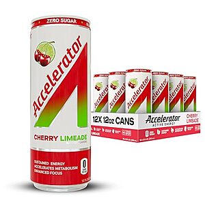 Accelerator Cherry Limeade Energy Drink, 12 fl oz can (Pack of 12)