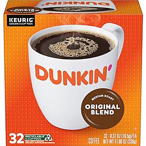 [S&S] $  35.63: 128-Count Dunkin' Original Blend Coffee K-Cup Pods (Medium Roast)