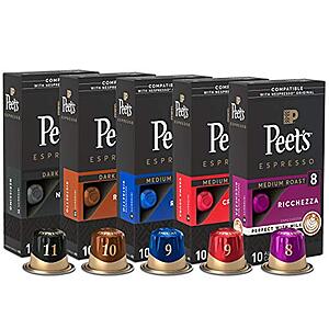 50-Ct Peet's Coffee Nespresso Original Espresso Coffee Pods Variety Pack