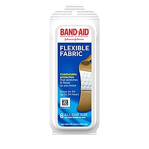 8-Count Band-Aid Brand Flexible Fabric Adhesive Bandages (All One Size)