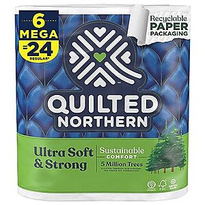 [S&S] $  5.69: 6-Count Quilted Northern Ultra Soft & Strong Mega Rolls Toilet Paper at Amazon