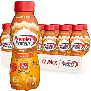 [S&S] $  14.25: 12-Pack 11.5-Oz Premier Protein Shake Limited Edition (Pumpkin Spice) at Amazon