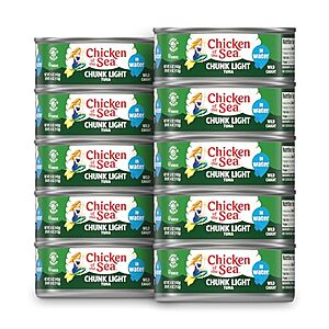 [S&S] $  7.57: 10-Pack 5oz Chicken of the Sea Chunk Light Tuna in Water at Amazon