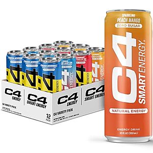 12-Count 12-Oz Cellucor C4 Sugar Free Smart Energy Drinks (Variety Pack) $12.70 w/ Subscribe & Save