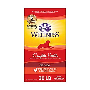 Wellness Complete Health Grain-Free Dry Dog Food: 30-lb Senior Dog (Chicken & Barley) $32.50 & More w/ Subscribe & Save