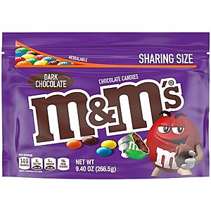 $  1.49: 9.4-Oz M&M'S Dark Chocolate Candy (Sharing Size) at Amazon