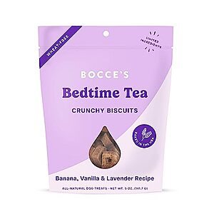 [S&S] $  2.84: 5-Oz Bocce's Bakery Oven Baked Bedtime Tea Treats for Dogs at Amazon