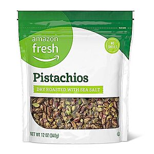 12-Oz Amazon Fresh No Shells Pistachios (Dry Roasted with Sea Salt) $6.10 w/ Subscribe & Save
