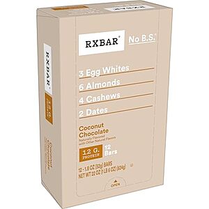12-Pack 1.83-Oz RXBAR Protein Snack Bars (Coconut Chocolate) $12.90 w/ Subscribe & Save