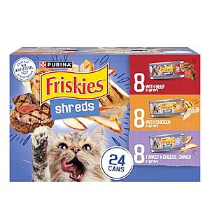 24-Pack 5.5-Oz Friskies Gravy Wet Cat Food Variety Pack (Shreds) $9.70 w/ Subscribe & Save