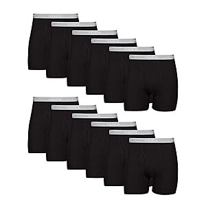 12-Pack Hanes Men's 100% Cotton Boxer Briefs (Black) .75