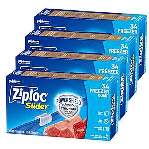 136-Count Ziploc Quart Food Storage Slider Bags $12.40 w/ Subscribe & Save