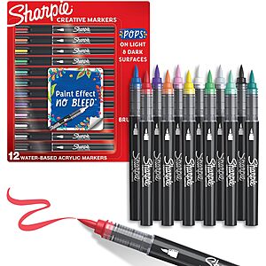 12-Count Sharpie Creative Paint-Like Brush Tip Acrylic Markers (Assorted Colors) .70 w/ Subscribe & Save