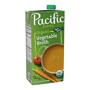 [S&S] $2.07*: 32-Oz Pacific Foods Organic Vegetable Broth (Plant-Based) at Amazon