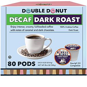 [S&S] $15.20: 80-Count Double Donut Coffee Pods (Decaf Dark Roast) at Amazon (19￠ each)
