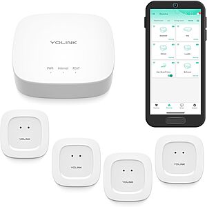 [Prime] $39.59*: YoLink Water Leak Detector Smart Starter Kit w/ Hub & 4 Sensors at Amazon