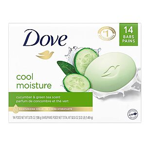 [S&S] $11.46: 14 × 3.75oz Dove Beauty Bar (Cool Moisture) at Amazon