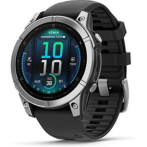 $599.99: Garmin fēnix E – 47 mm, AMOLED, Premium Multisport GPS Smartwatch, Stainless Steel with Black Band at Amazon