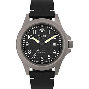 $201.90*: Timex Men's 41mm Expedition North Automatic Watch (Black Strap/Dial, Titanium Case) at Amazon