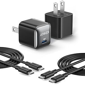 $16.99: 2-Pack Anker 511 Nano Pro 20W USB-C Charger Block w/ 2x Cables (Black or White) at Amazon