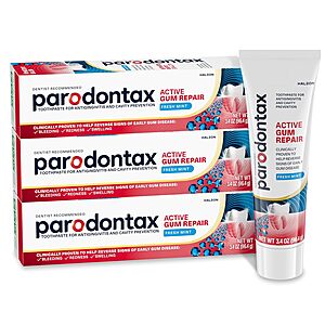 [S&S] $9.58*: 3-Pack 3.4-Oz Parodontax Active Gum Repair Toothpaste (Fresh Mint) at Amazon ($3.19 each)