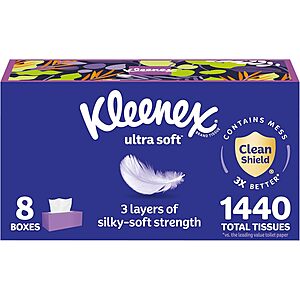 8-Pack 180-Count Kleenex Ultra Soft Facial Tissues $15.05 & More w/ Subscribe & Save