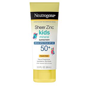 [S&S] $5.59: 3-Oz Neutrogena Kids Mineral Sunscreen Sheer Zinc Oxide Lotion, Broad Spectrum SPF 50 at Amazon