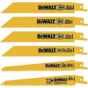 $8.98: 6-Piece DeWALT Reciprocating Saw Blade Set for Metal and Woodcutting (DW4856) at Amazon