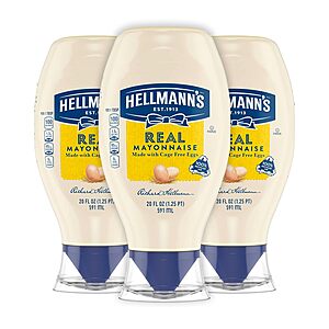 [S&S] $7.59*: 3 × 20oz HELLMANN'S Real Mayonnaise at Amazon