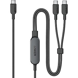 4' Anker 2-In-1 USB-C to 2x USB-C 140W Max Fast Charging Cable (Black or White) .20 + Free Shipping