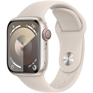 $247.53: Apple Watch Series 9 [GPS + Cellular 41mm] Starlight Aluminum Case with Starlight Sport Band S/M (Renewed Premium) at Amazon