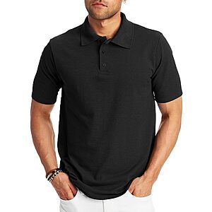 Hanes Men's X-Temp Short Sleeve Midweight Polo Shirt (Black or White) $8 