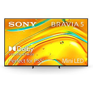 $1298: 65″ Sony BRAVIA 5 Mini LED, 4K Smart Google TV (K-65XR50, 2025 Model) at Amazon
