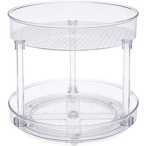 $7: Amazon Basics Lazy Susan Turntable Organizer, 9" Diameter, 2 Tier (Clear) at Amazon