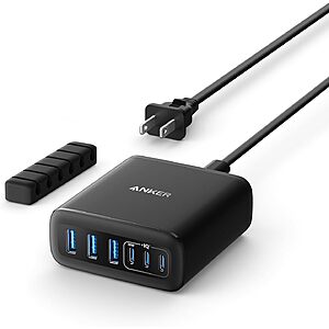Anker 6-Port 112W Max Fast Charging USB-C / USB-A Desktop Charger Station $30 