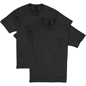 2-Pack Hanes Men's 100% Ringspun Cotton Heavyweight Pocket T-Shirt (Black) .15