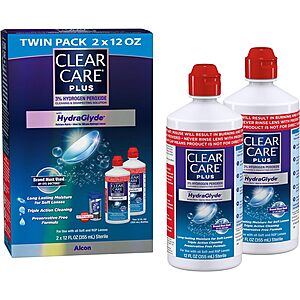2-Pack 12-Oz Clear Care Plus Cleaning Solution with Lens Case .50 w/ Subscribe & Save
