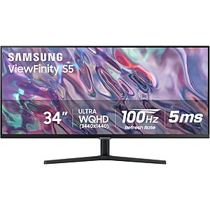 $219.99: 34″ SAMSUNG ViewFinity S50GC Series Ultra-WQHD Monitor, 100Hz, 5ms (LS34C502GANXZA) at Amazon
