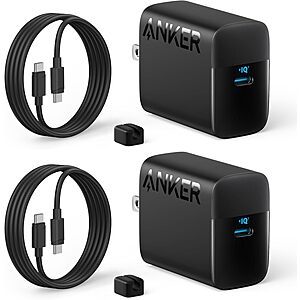 $21.99*: 2-Pack Anker 45W USB-C Fast Chargers w/ 5' USB-C Cables (Black or White) at Amazon