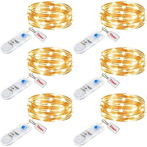 [Prime] $2.79*: 6-Pack 7' Minetom Fairy Lights Battery Operated String Lights w/ Timer at Amazon