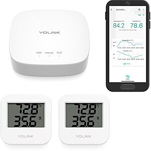 $37.99*: YoLink Smart Temperature / Humidity Monitor w/ 2 Sensors + Hub at Amazon