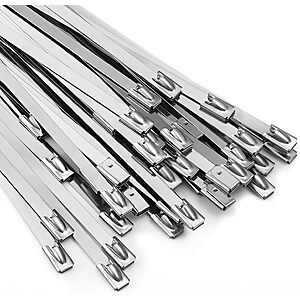 $7.99*: 100-Pack 11.8" Self-Locking Metal Zip Ties (304 Stainless Steel) at Amazon