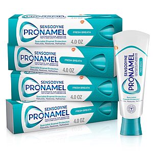 [S&S] $14.99*: 4-Pack 4-Oz Sensodyne Pronamel Sensitive Toothpaste (Fresh Breath) at Amazon ($3.75 each)