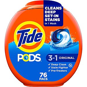 Prime Members: 76-Count Tide PODS Laundry Detergent Pacs (Various) .95 & More w/ S&S + Free S/H